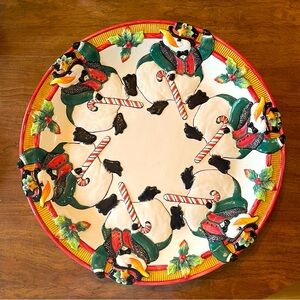 Fitz and Floyd Large Penguin Christmas Platter Granny Core